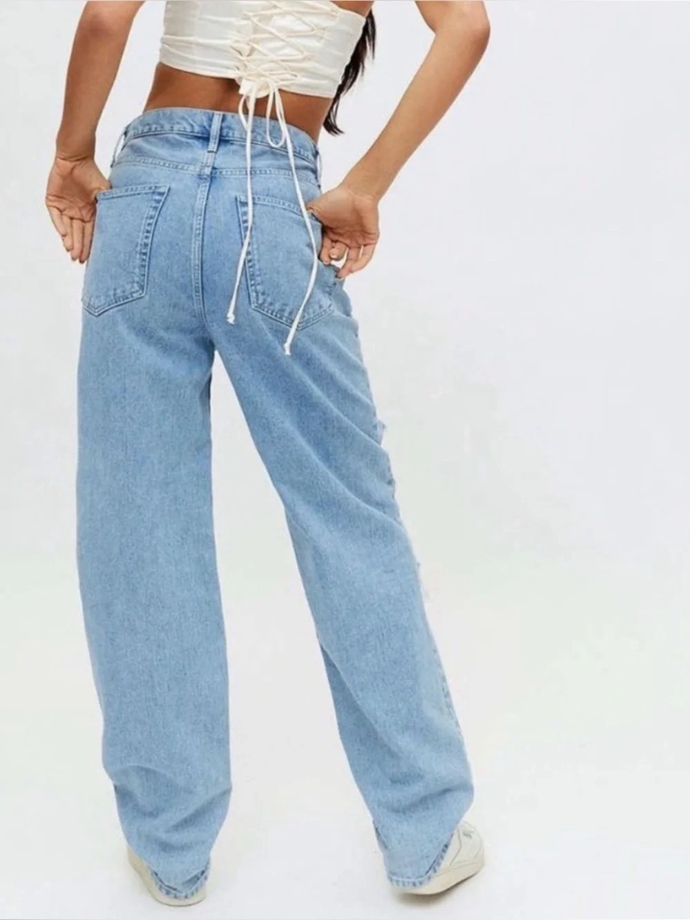 Urban Outfitters BDG High Rise Baggy Distressed Frayed Raw Hem Size 24 - Picture 3 of 15
